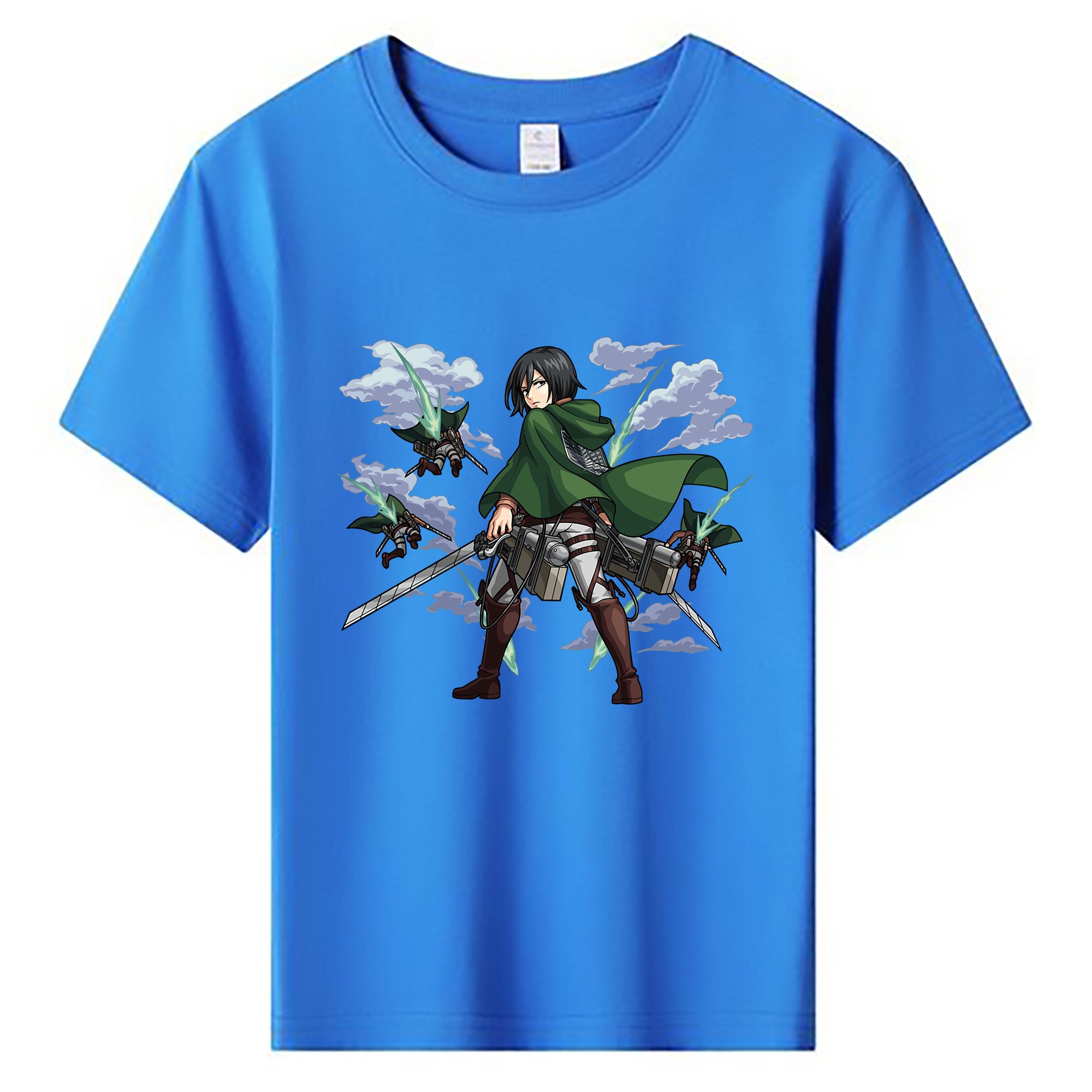 （画像用） 進撃の巨人 ミカサ·アッカーマン Attack on Titan Mikasa Ackerman 綿100％キッズTシャツ（フロントプリント）